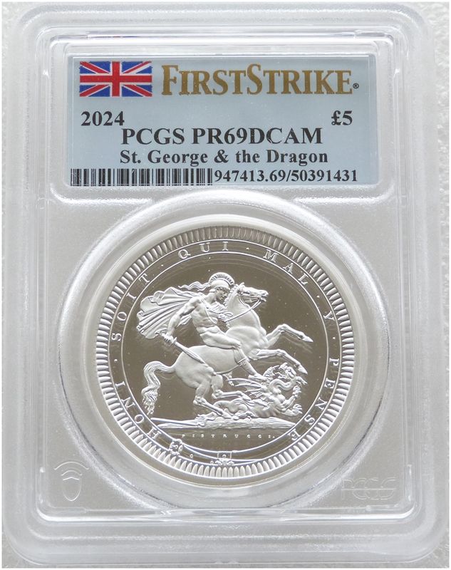 2024 Great Engravers Pistrucci St George and the Dragon £5 Silver Proof 2oz Coin PCGS PR69 DCAM First Strike
