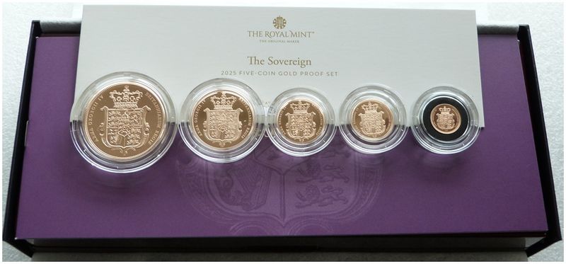2025 Royal Arms Sovereign Gold Proof 5 Coin Set Box Coa