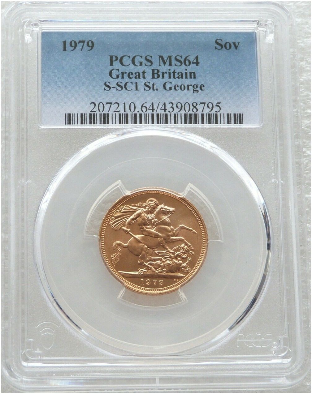 1979 St George and the Dragon Full Sovereign Gold Coin PCGS MS64