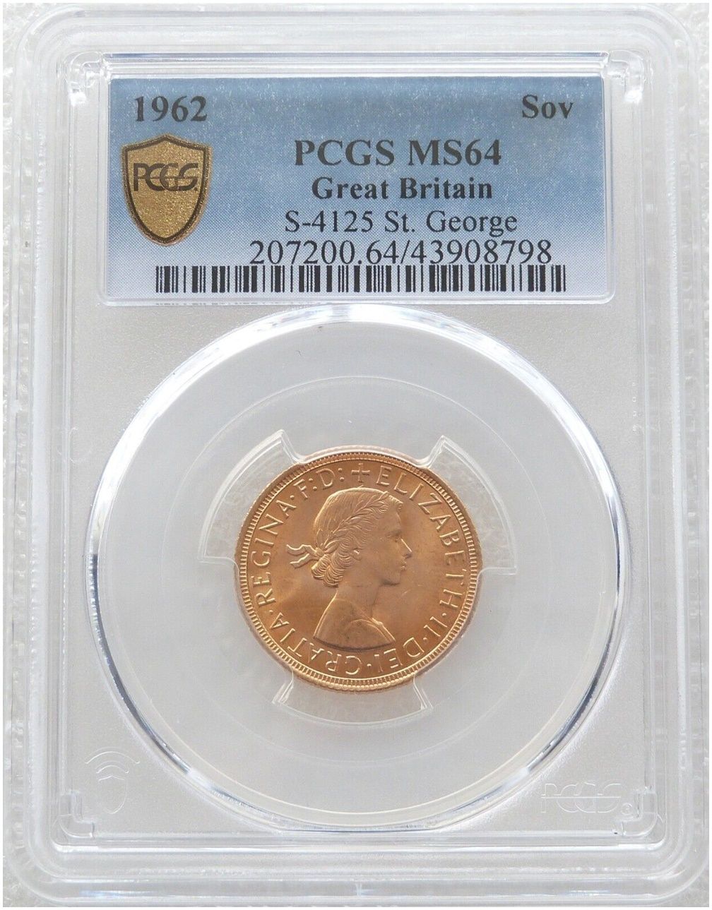 1962 St George and the Dragon Full Sovereign Gold Coin PCGS MS64