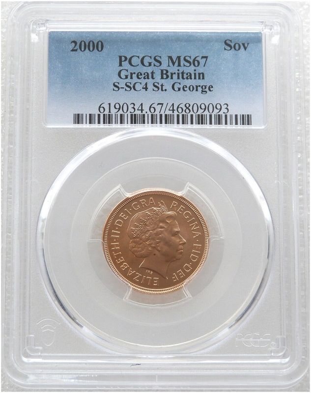 2000 St George and the Dragon Full Sovereign Gold Coin PCGS MS67