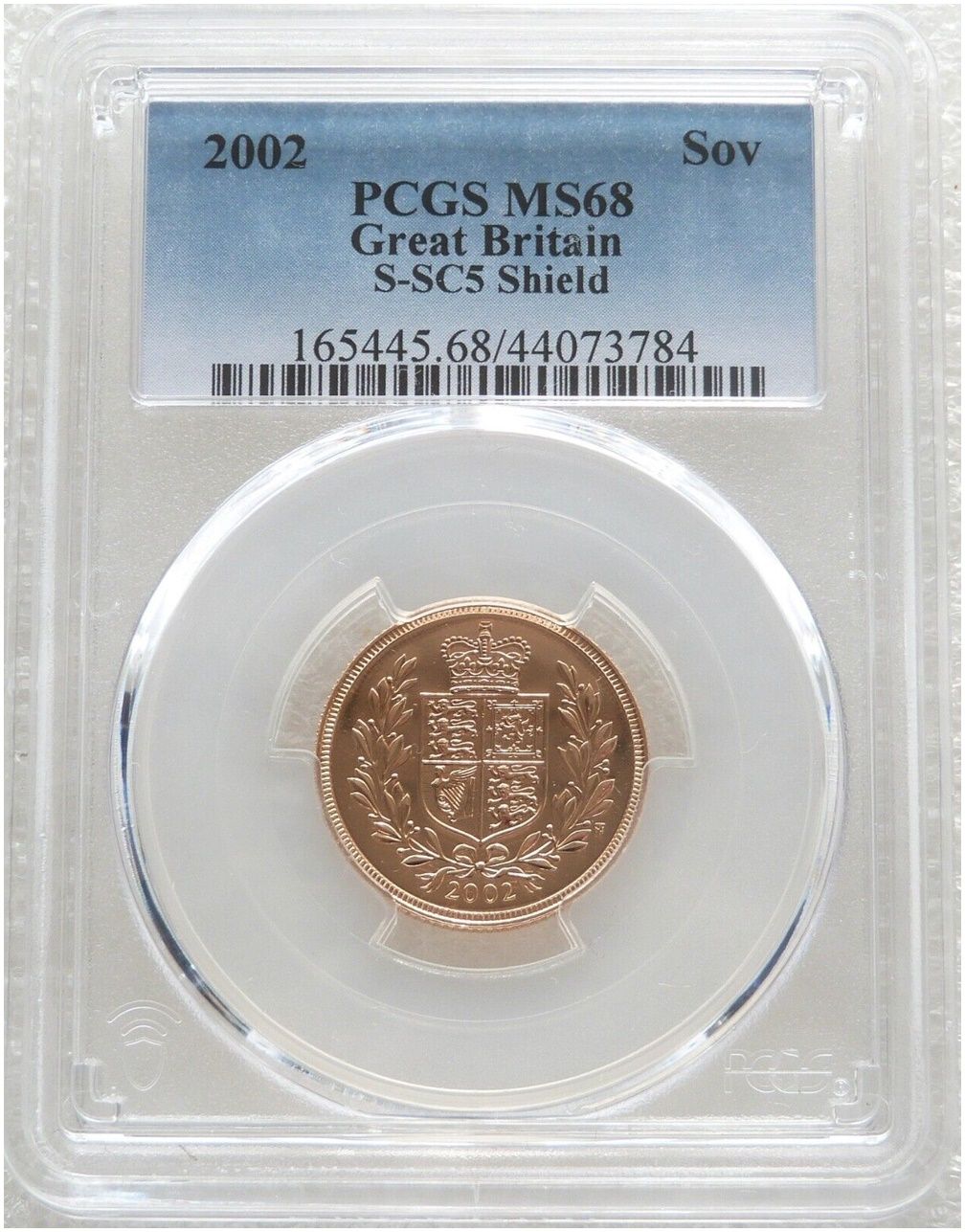 2002 Golden Jubilee Full Sovereign Gold Coin PCGS MS68