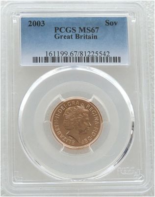 2003 St George and the Dragon Full Sovereign Gold Coin PCGS MS67