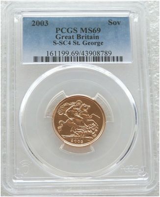 2003 St George and the Dragon Full Sovereign Gold Coin PCGS MS69