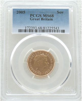 2005 St George and the Dragon Full Sovereign Gold Coin PCGS MS68 - Timothy Noad