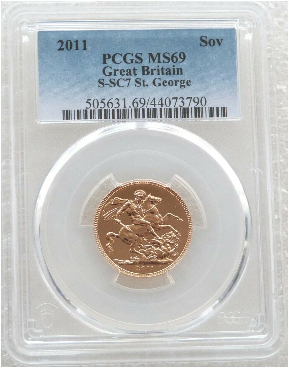 2011 St George and the Dragon Full Sovereign Gold Coin PCGS MS69