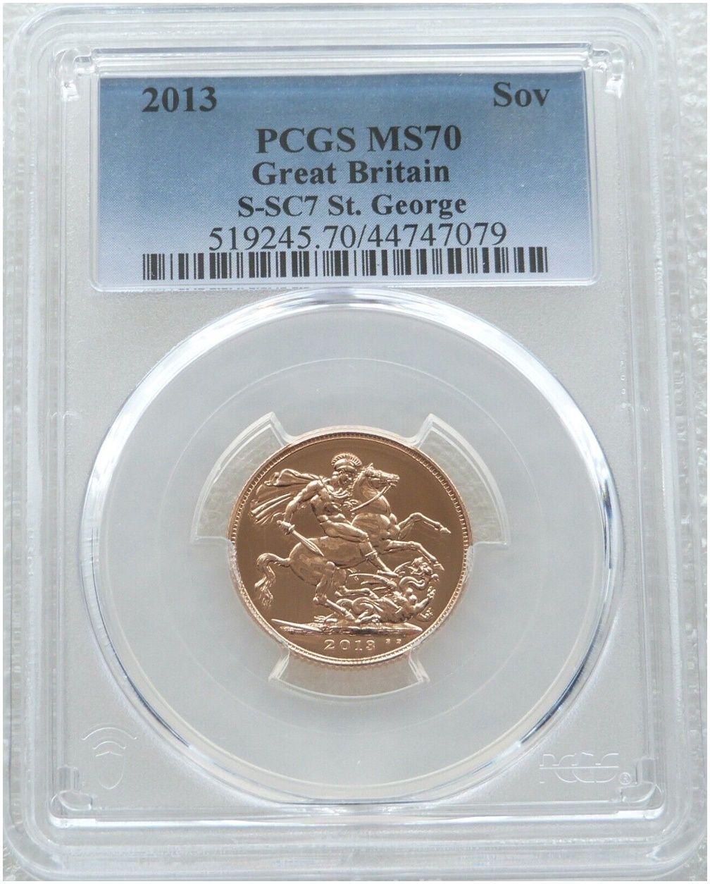 2013 St George and the Dragon Full Sovereign Gold Coin PCGS MS70