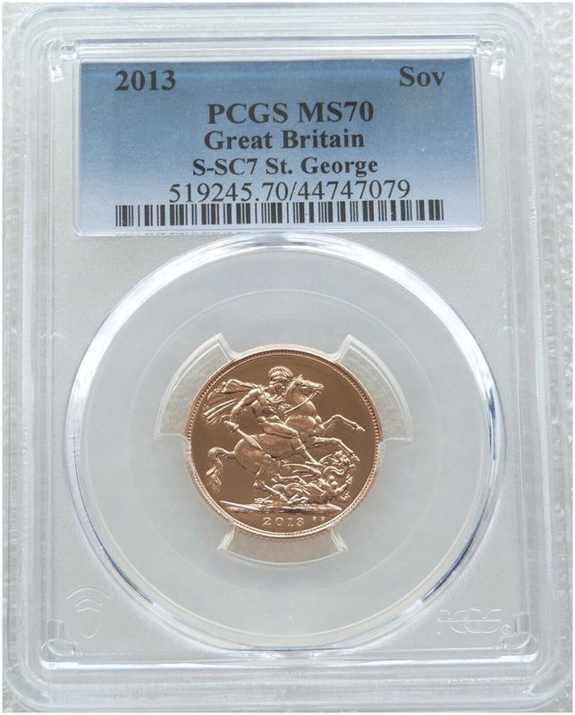 2013 St George and the Dragon Full Sovereign Gold Coin PCGS MS70