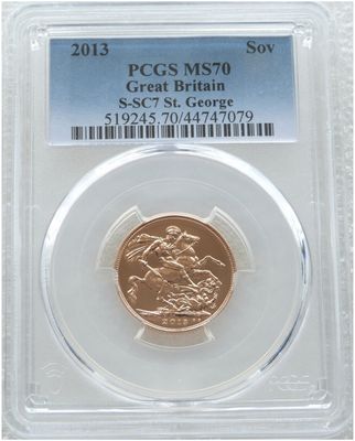 2013 St George and the Dragon Full Sovereign Gold Coin PCGS MS70