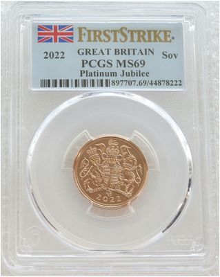 2022 Platinum Jubilee Full Sovereign Gold Coin PCGS MS69 First Strike