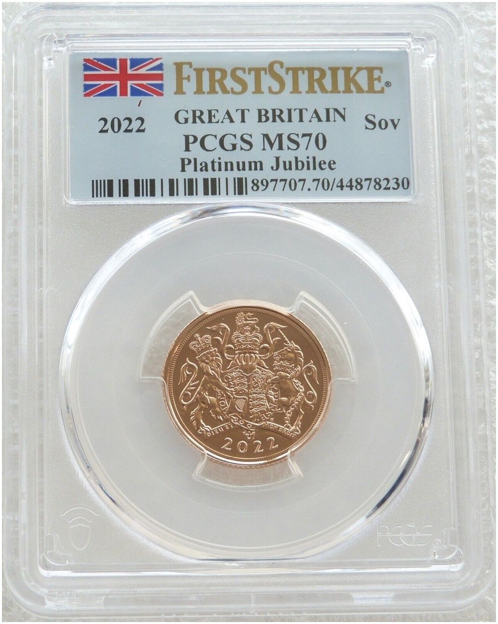 2022 Platinum Jubilee Full Sovereign Gold Coin PCGS MS70 First Strike