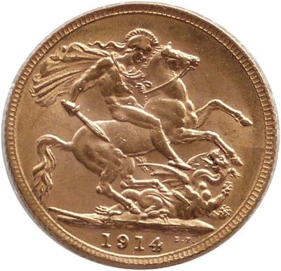 1914 George V Full Sovereign Gold Coin