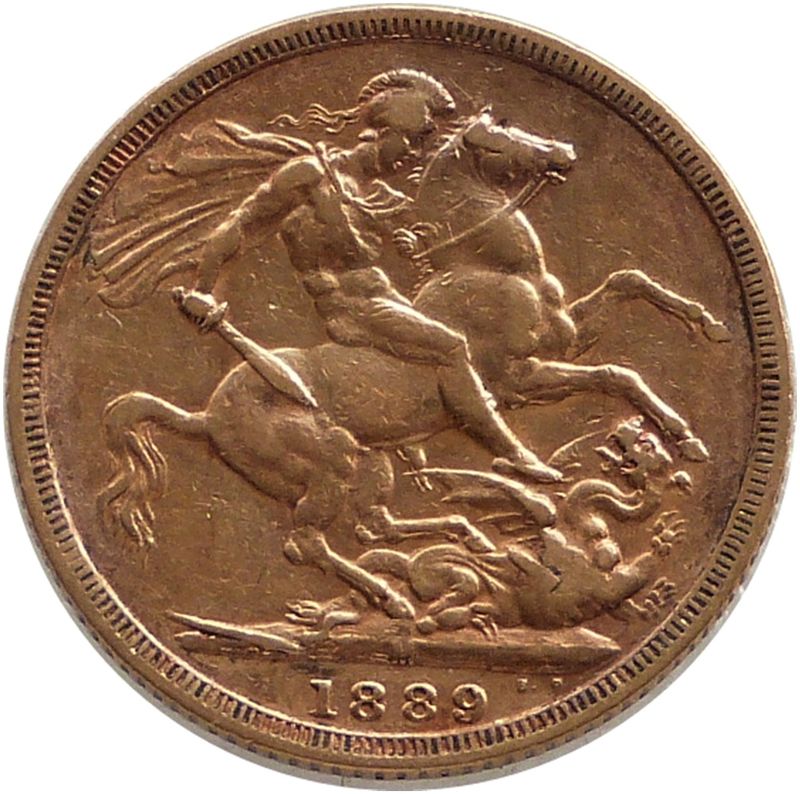 1889-M Australia Melbourne Victoria Jubilee Head Full Sovereign Gold Coin
