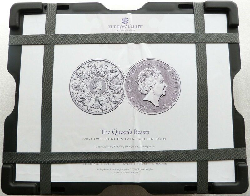 10 x 2021 Queens Beasts Completer £5 Silver 2oz Coins Full Mint Tube