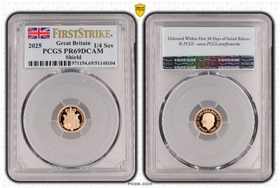 2025 Royal Arms Quarter Sovereign Gold Proof Coin PCGS PR69 DCAM First Strike