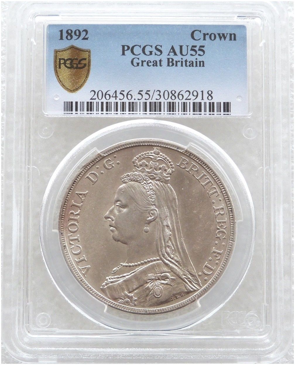 1892 Victoria Jubilee Head St George and the Dragon Crown Silver Coin PCGS AU55