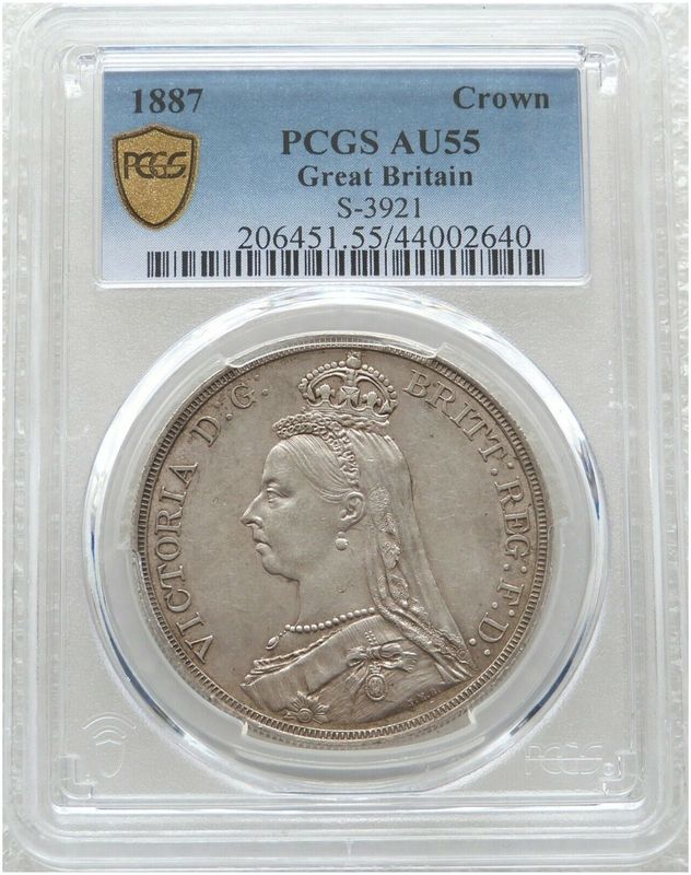 1887 Victoria Jubilee Head St George and the Dragon Crown Silver Coin PCGS AU55