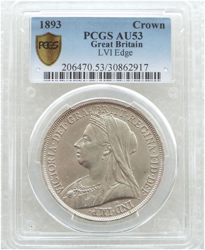 1893-LVI Victoria Veiled Head St George and the Dragon Crown Silver Coin PCGS AU53