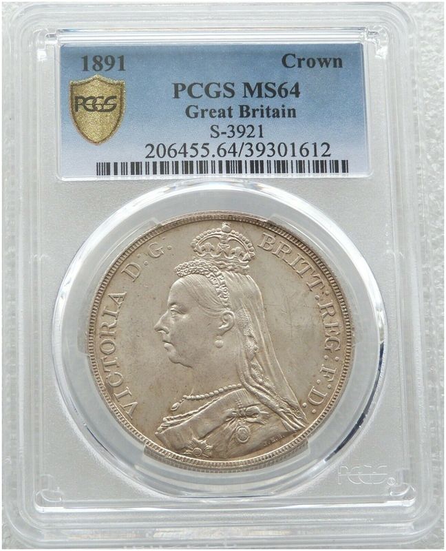 1891 Victoria Jubilee Head St George and the Dragon Crown Silver Coin PCGS MS64