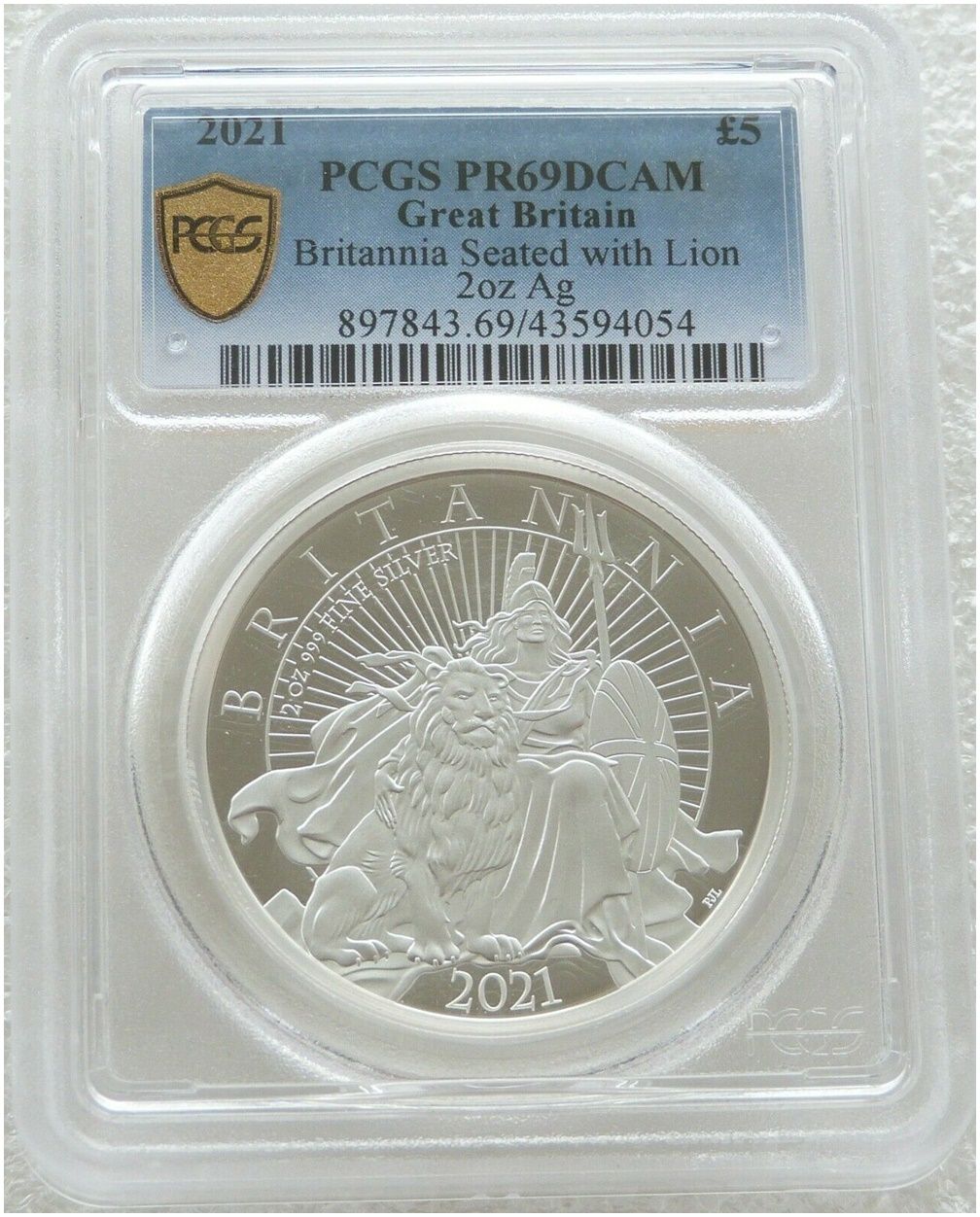 2021 Britannia £5 Silver Proof 2oz Coin PCGS PR69 DCAM