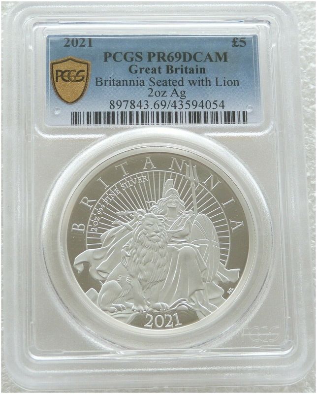 2021 Britannia £5 Silver Proof 2oz Coin PCGS PR69 DCAM