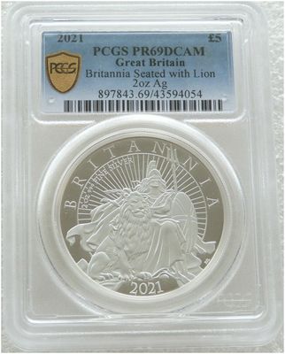 2021 Britannia £5 Silver Proof 2oz Coin PCGS PR69 DCAM