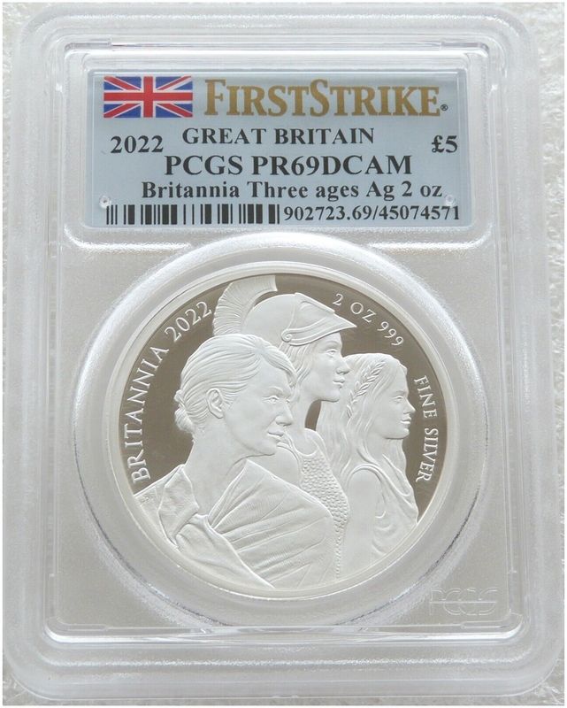 2022 Britannia Premium £5 Silver Proof 2oz Coin PCGS PR69 DCAM First Strike