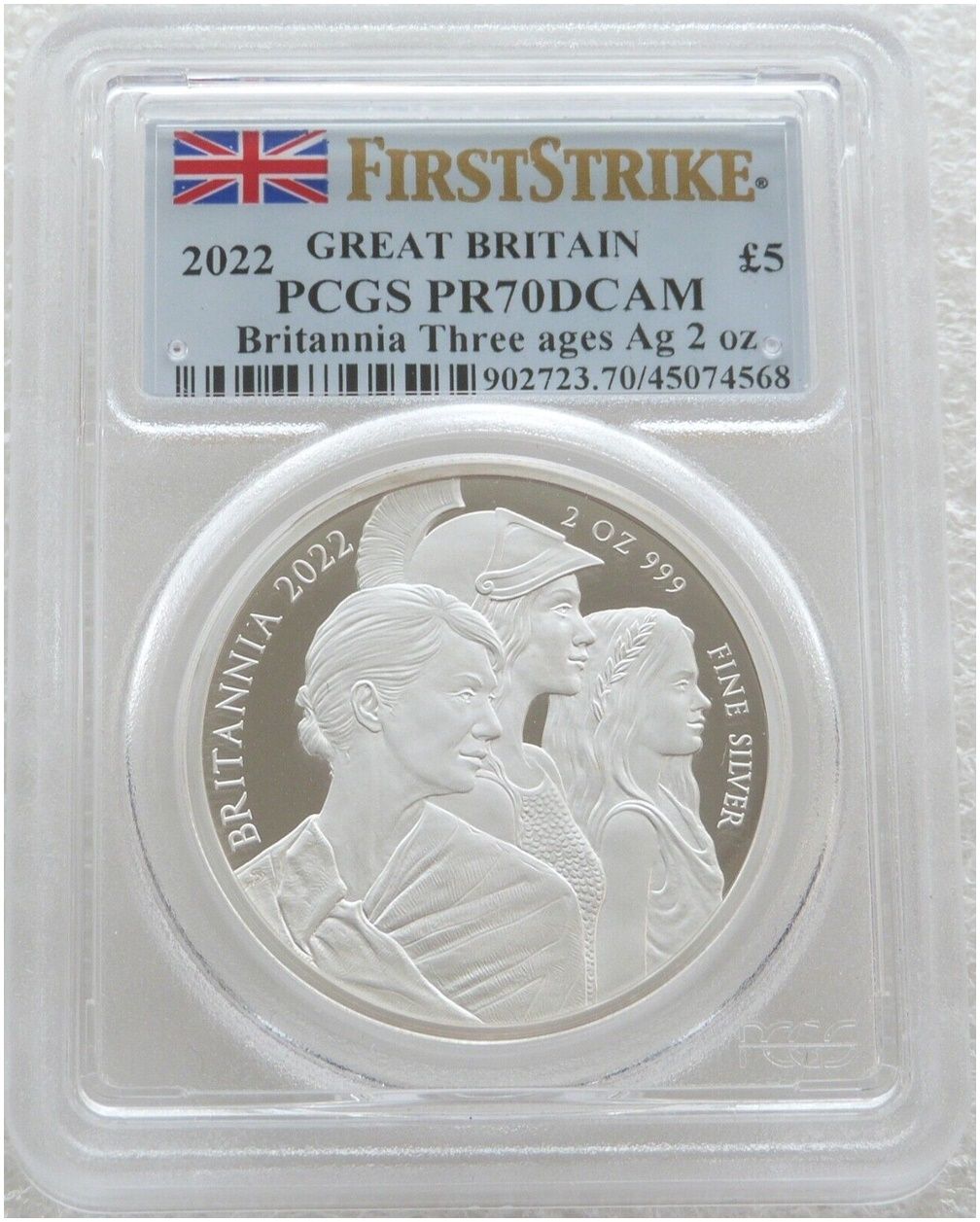 2022 Britannia Premium £5 Silver Proof 2oz Coin PCGS PR70 DCAM First Strike