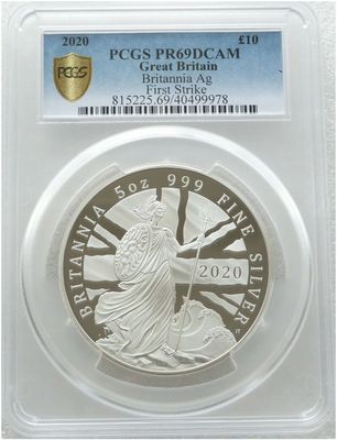 2020 Britannia £10 Silver Proof 5oz Coin PCGS PR69 DCAM First Strike - Mintage 250