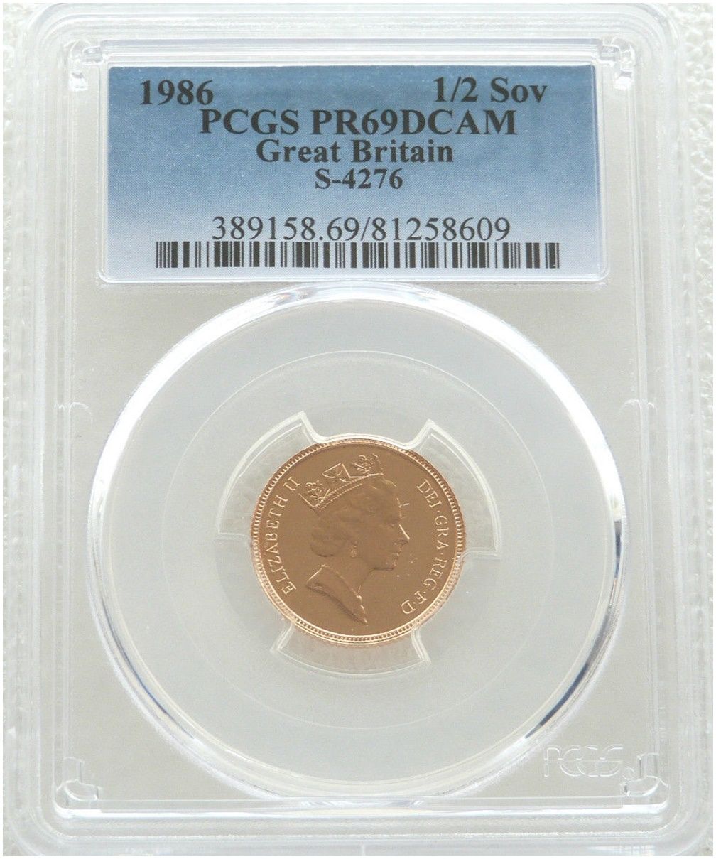 1986 St George and the Dragon Half Sovereign Gold Proof Coin PCGS PR69 DCAM