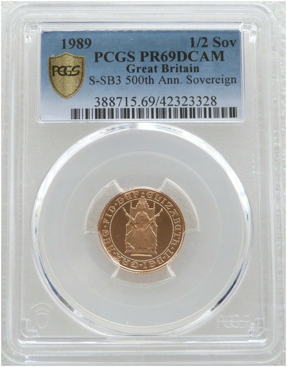 1989 Tudor Rose Half Sovereign Gold Proof Coin PCGS PR69 DCAM