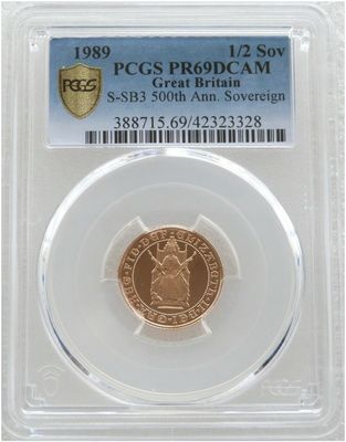 1989 Tudor Rose Half Sovereign Gold Proof Coin PCGS PR69 DCAM
