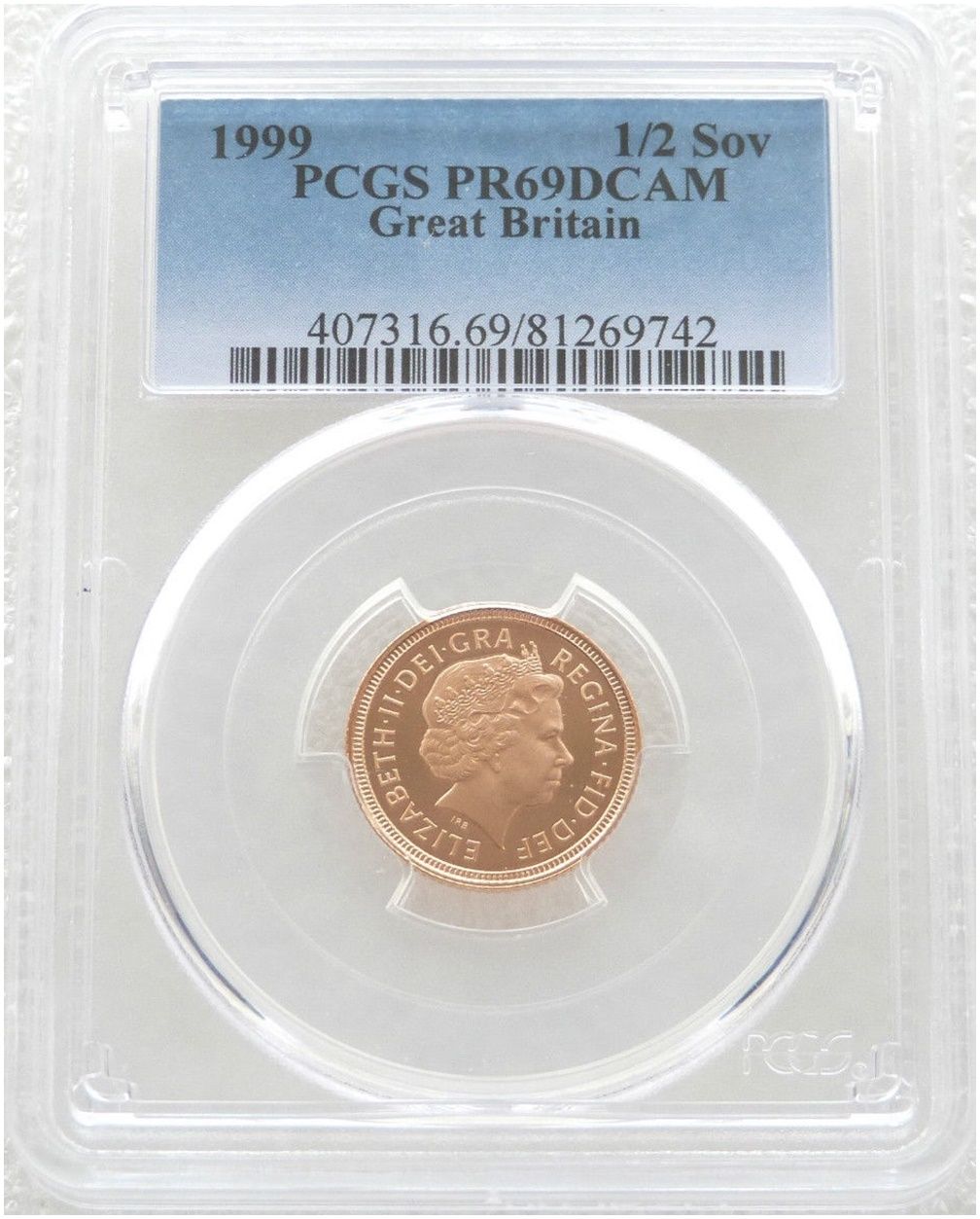 1999 St George and the Dragon Half Sovereign Gold Proof Coin PCGS PR69 DCAM