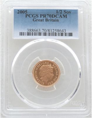 2005 St George and the Dragon Half Sovereign Gold Proof Coin PCGS PR70 DCAM - Timothy Noad