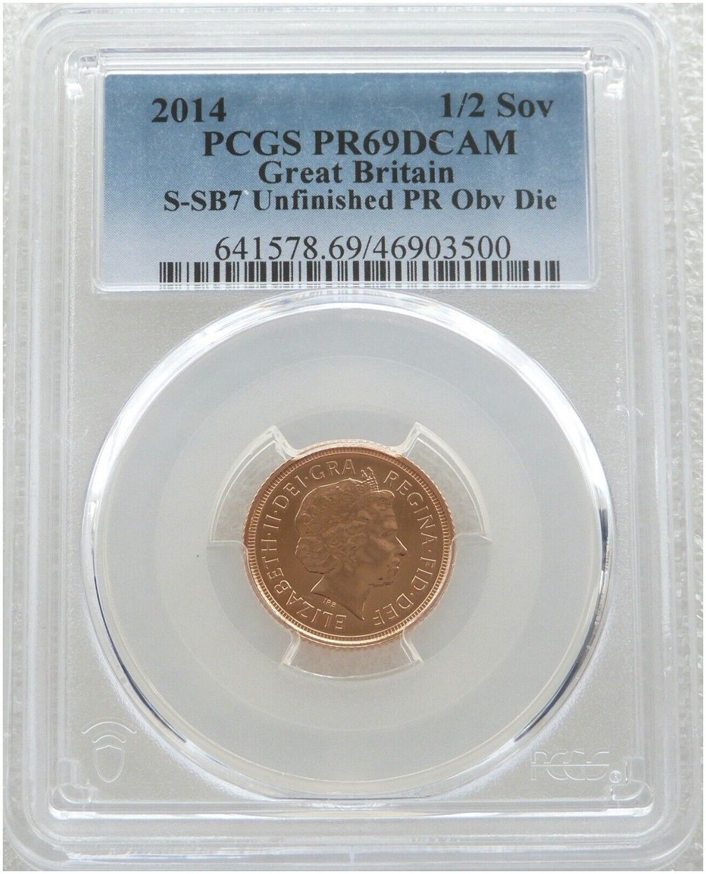 2014 St George and the Dragon Half Sovereign Gold Proof Coin PCGS PR69 DCAM Mint Error Mule