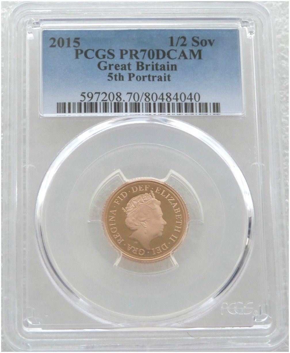 2015 St George and the Dragon Half Sovereign Gold Proof Coin PCGS PR70 DCAM - Fifth Portrait