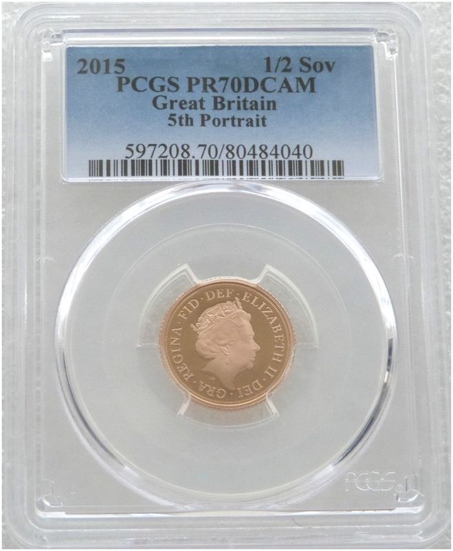2015 St George and the Dragon Half Sovereign Gold Proof Coin PCGS PR70 DCAM - Fifth Portrait