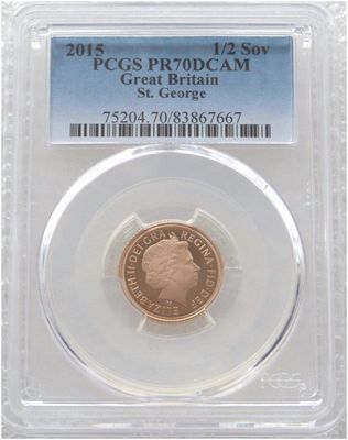 2015 St George and the Dragon Half Sovereign Gold Proof Coin PCGS PR70 DCAM - Fourth Portrait