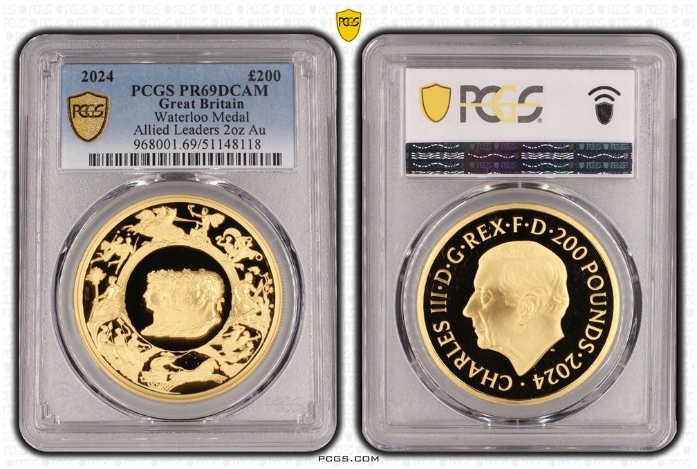 2024年 イギリス ワーテルロー メダル PF69 ULTRA CAMEO 2024 Waterloo Medal – Allied Leaders, £200 Great Engravers