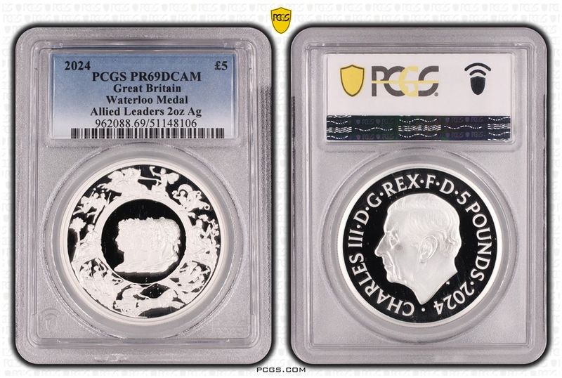 2024 Great Engravers Pistrucci Waterloo Medal £5 Silver Proof 2oz Coin PCGS PR69 DCAM - Coming Soon