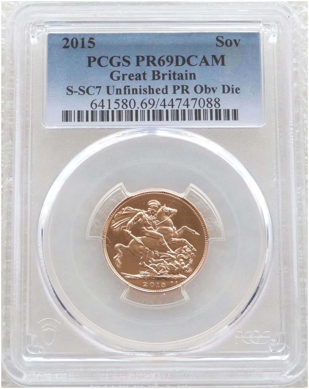 2015 St George and the Dragon Full Sovereign Gold Proof Coin PCGS PR69 DCAM Mint Error Mule