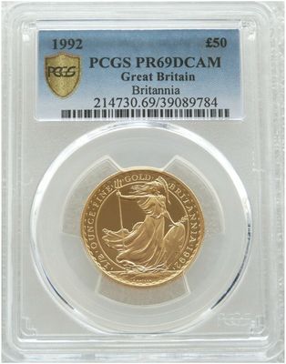 1992 Britannia £50 Gold Proof 1/2oz Coin PCGS PR69 DCAM - Mintage 500