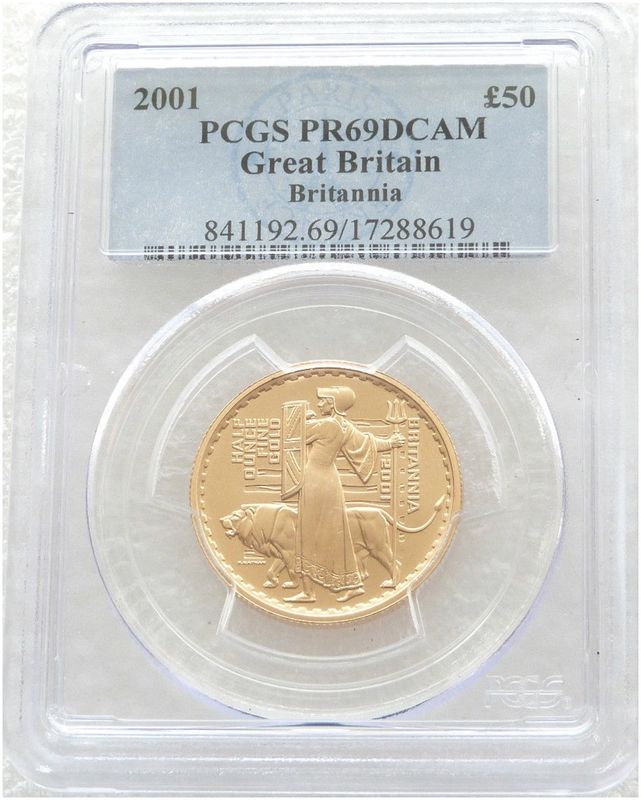 2001 Britannia £50 Gold Proof 1/2oz Coin PCGS PR69 DCAM