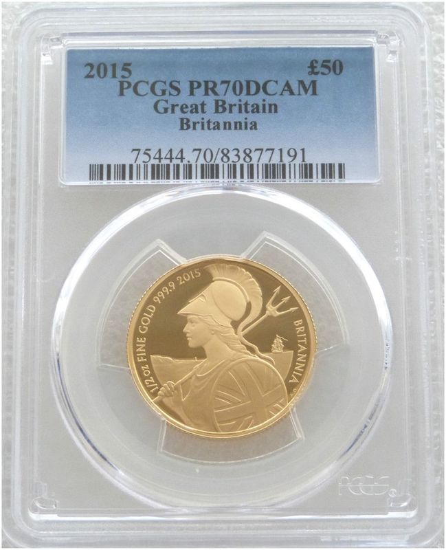 2015 Britannia £50 Gold Proof 1/2oz Coin PCGS PR70 DCAM - Mintage 237