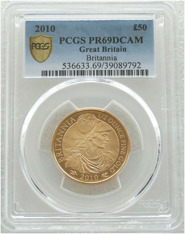 2010 Britannia £50 Gold Proof 1/2oz Coin PCGS PR69 DCAM