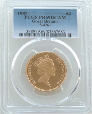 1987 St George and the Dragon £2 Double Sovereign Gold Proof Coin PCGS PR69 DCAM