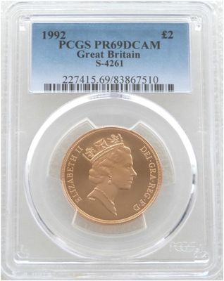 1992 St George and the Dragon £2 Double Sovereign Gold Proof Coin PCGS PR69 DCAM