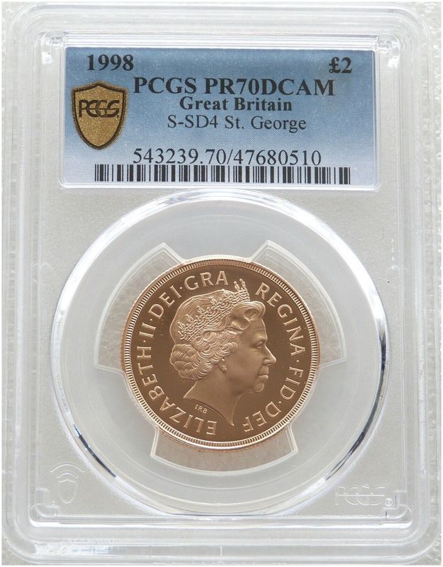 1998 St George and the Dragon £2 Double Sovereign Gold Proof Coin PCGS PR70 DCAM