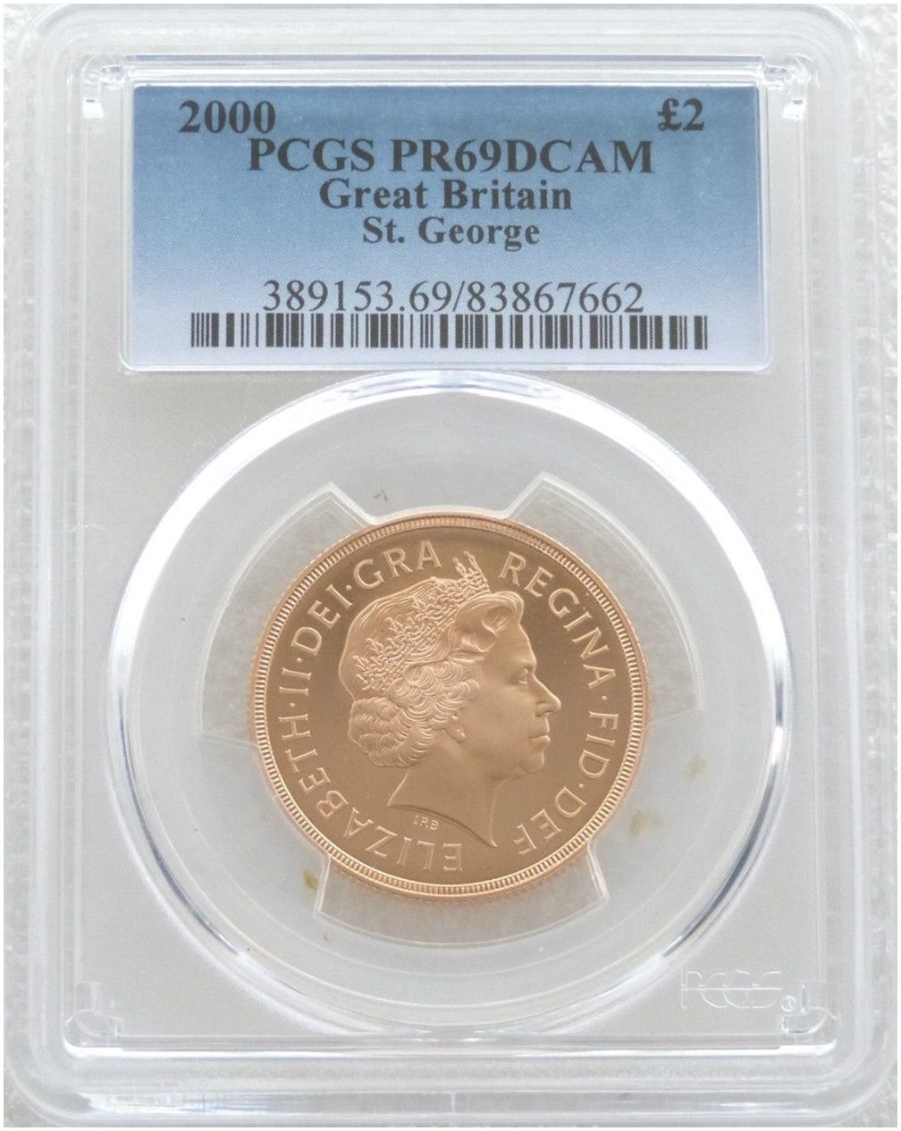 2000 St George and the Dragon £2 Double Sovereign Gold Proof Coin PCGS PR69 DCAM