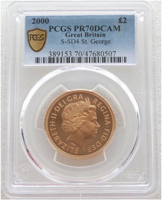 2000 St George and the Dragon £2 Double Sovereign Gold Proof Coin PCGS PR70 DCAM